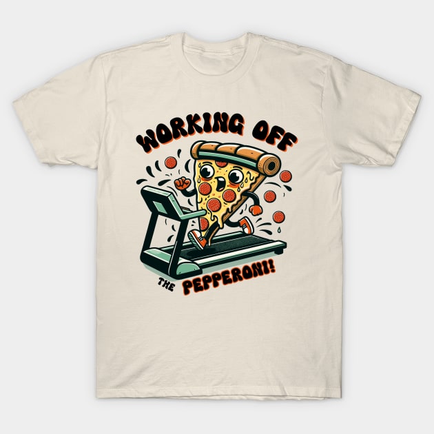 Playful Pizza Treadmill Run - National Pizza Day T-Shirt by Xeire